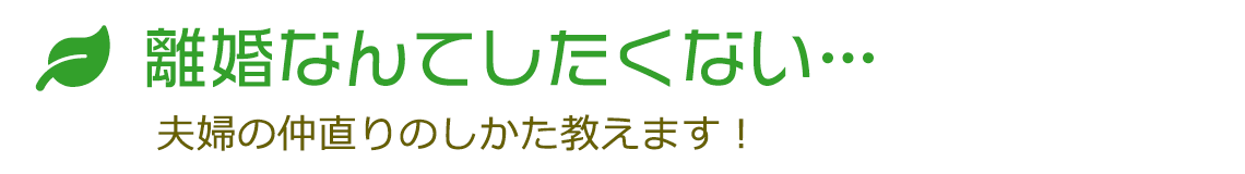 離婚なんてしたくない… 夫婦の仲直りのしかた教えます！